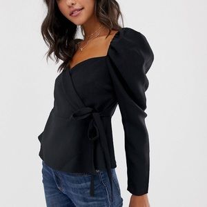 sweetheart neckline wrap top